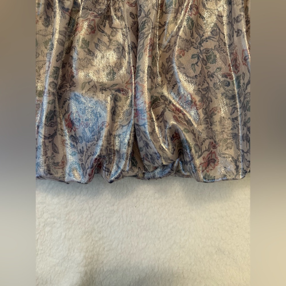 Free People “In A Bubble” Metallic Tiered Mini Skirt. EUC - - Picture 5 of 14